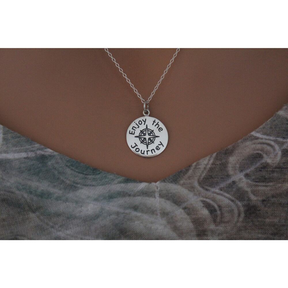 Sterling Silver Message Pendant -Enjoy the Journey Necklace